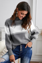 Load image into Gallery viewer, Color Block High Neck Pullover Sweater
