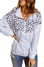 Load image into Gallery viewer, Splicing Zipper Collar Striped Sweatshirt
