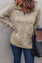 Load image into Gallery viewer, Khaki Quarter Zip Pullover Sweatshirt
