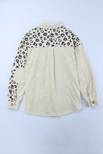 Load image into Gallery viewer, Leopard Print Detail Pocketed Corduroy Jacket
