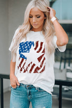 Load image into Gallery viewer, American Flag Star Graphic Print Crew Neck T Shirt
