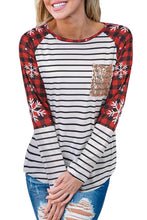 Load image into Gallery viewer, Stripe Christmas Plaid Striped Patchwork Long Sleeve Top
