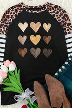 Load image into Gallery viewer, Heart Shapes Leopard Plaid Color Block Top
