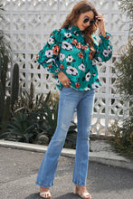 Load image into Gallery viewer, Floral Print Smocked Mock Neck Blouse
