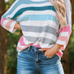 Multicolor Striped Knit Top with Chest Pocket