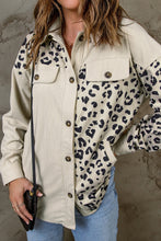 Load image into Gallery viewer, Leopard Print Detail Pocketed Corduroy Jacket
