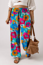 Load image into Gallery viewer, Multicolor Plus Size Abstract Floral Print Wide Leg Pants
