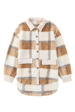 Load image into Gallery viewer, Plaid Pocketed Teddy Jacket
