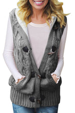 Load image into Gallery viewer, Cable Knit Hooded Sweater Vest
