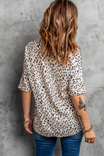 Load image into Gallery viewer, Animal Print V-neck Rolled Sleeve Tunic Top
