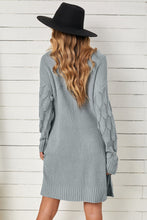 Load image into Gallery viewer, Plain Turtleneck Sweater Dress with Slits
