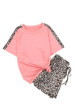 Load image into Gallery viewer, Colorblock Leopard Short Sleeve and Shorts Loungewear
