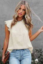 Load image into Gallery viewer, Contrast Trim Ruffled Crew Neck Sleeveless Top
