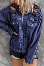 Load image into Gallery viewer, Distressed Buttons Chest Pockets Denim Jacket
