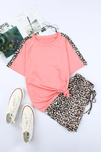 Load image into Gallery viewer, Colorblock Leopard Short Sleeve and Shorts Loungewear
