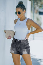 Load image into Gallery viewer, Blue Distressed Frayed Denim Shorts
