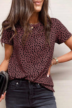 Load image into Gallery viewer, Cheetah Print O-neck Short Sleeve T Shirt

