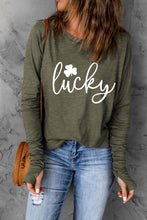 Load image into Gallery viewer, Lucky Clover Graphic Print Long Sleeve Tunic Top

