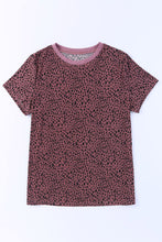 Load image into Gallery viewer, Cheetah Print O-neck Short Sleeve T Shirt
