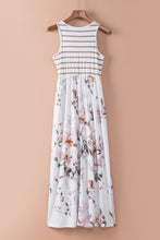 Load image into Gallery viewer, Striped Floral Print Sleeveless Maxi Dress with Pocket
