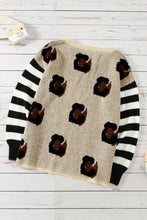 Load image into Gallery viewer, Striped Sleeves Patchwork Leopard Sweater
