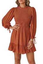 Load image into Gallery viewer, Smocked Puff Sleeve Ruffle Dress
