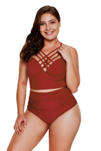 Load image into Gallery viewer, Strappy Neck Detail High Waist Swimsuit
