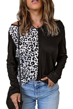 Load image into Gallery viewer, Leopard Color Block Cut Out Long Sleeve Top
