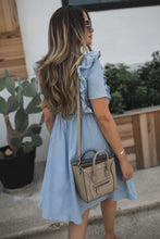 Load image into Gallery viewer, Ruffle Chambray Midi Dress
