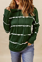 Load image into Gallery viewer, Tie-dye Striped Drawstring Hoodie with Side Split Tops
