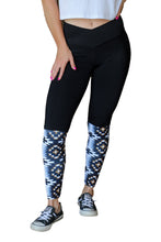 Load image into Gallery viewer, Crossover High Waist Aztec Print Patchwork Yoga Leggings
