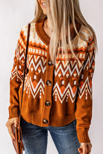 Load image into Gallery viewer, Geometric Pattern Buttoned Knit Cardigan

