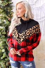 Load image into Gallery viewer, Chevron Plaid Leopard Patchwork Turtleneck Sweatshirt
