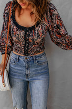 Load image into Gallery viewer, Frilled Paisley Floral Print Crop Top

