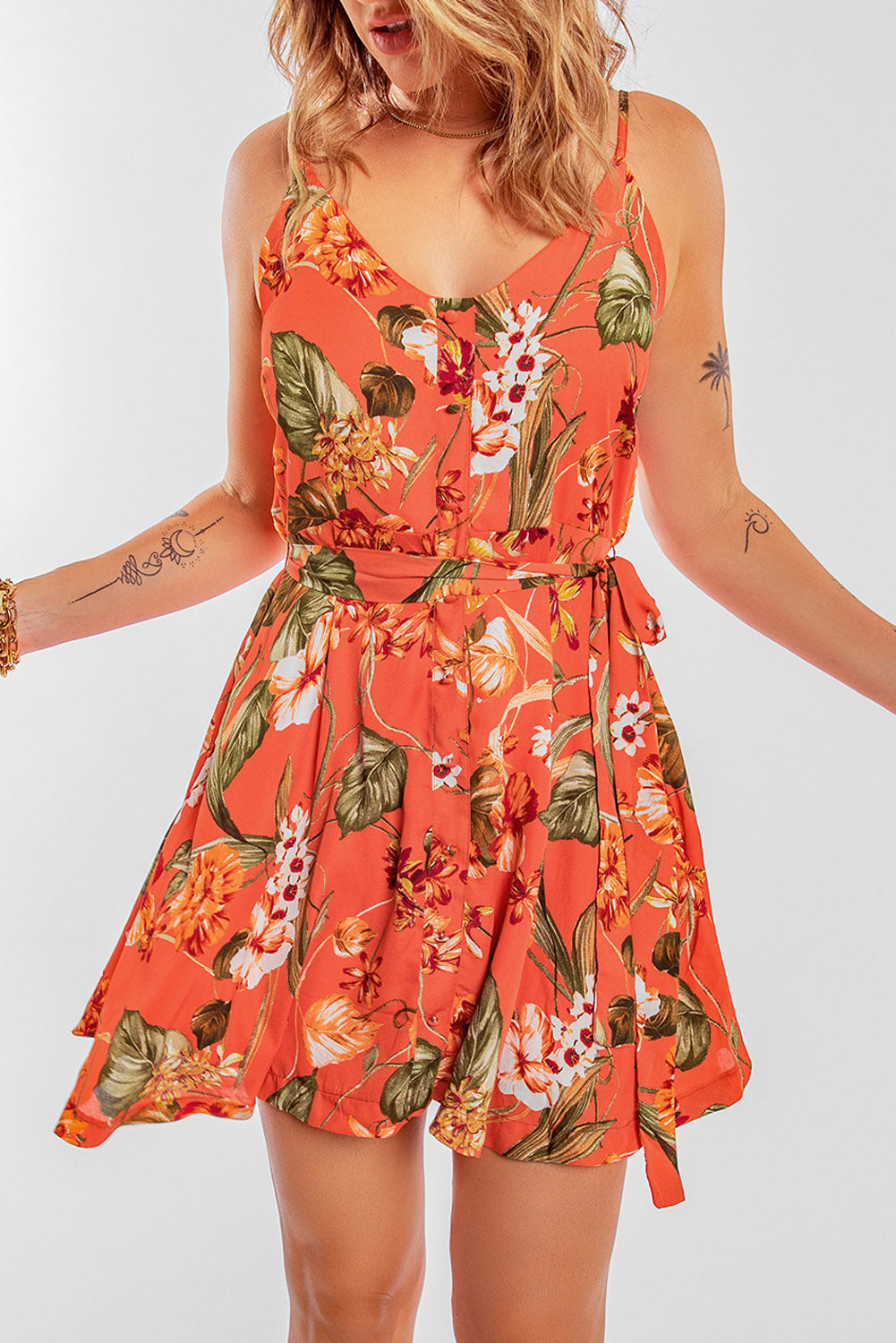 Sleeveless A-line Floral Dress