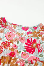 Load image into Gallery viewer, Floral Print Ruched V Neck Babydoll Blouse
