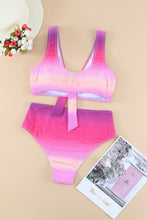 Load image into Gallery viewer, Gradient Color Knotted V Neck Bikini Swimsuit

