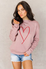 Load image into Gallery viewer, Heart Glitter Graphic Raglan Pullover Sweatshirt
