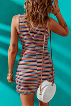 Load image into Gallery viewer, Multicolor Striped Cutout Twist Knot Sleeveless Mini Dress
