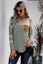Load image into Gallery viewer, Khaki Pinstripe Patch Pocket Top
