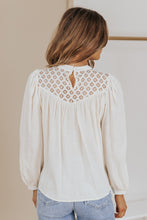 Load image into Gallery viewer, Crochet Lace Textured Balloon Sleeve Blouse
