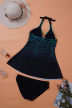Load image into Gallery viewer, Turquoise Dot Print Halterneck Tankini Set
