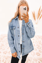 Load image into Gallery viewer, Acid Wash Flap Pocket Boyfriend Shacket
