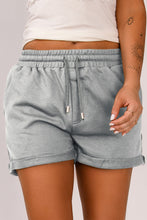 Load image into Gallery viewer, Tie Waist Side Pockets Cuffed Lounge Shorts
