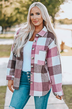 Load image into Gallery viewer, Plaid Color Block Buttoned Long Sleeve Jacket with Pocket
