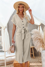 Load image into Gallery viewer, Khaki V Neck Pocketed Jumpsuit
