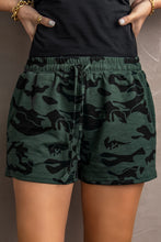 Load image into Gallery viewer, Army Green Camo Print Raw Hem Casual Shorts
