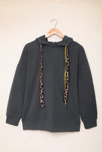 Load image into Gallery viewer, Leopard Print Drawstring Drop-shoulder Hoodie
