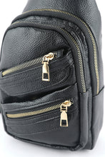 Load image into Gallery viewer, Faux Leather Multi-pockets Zipped Chest Bag
