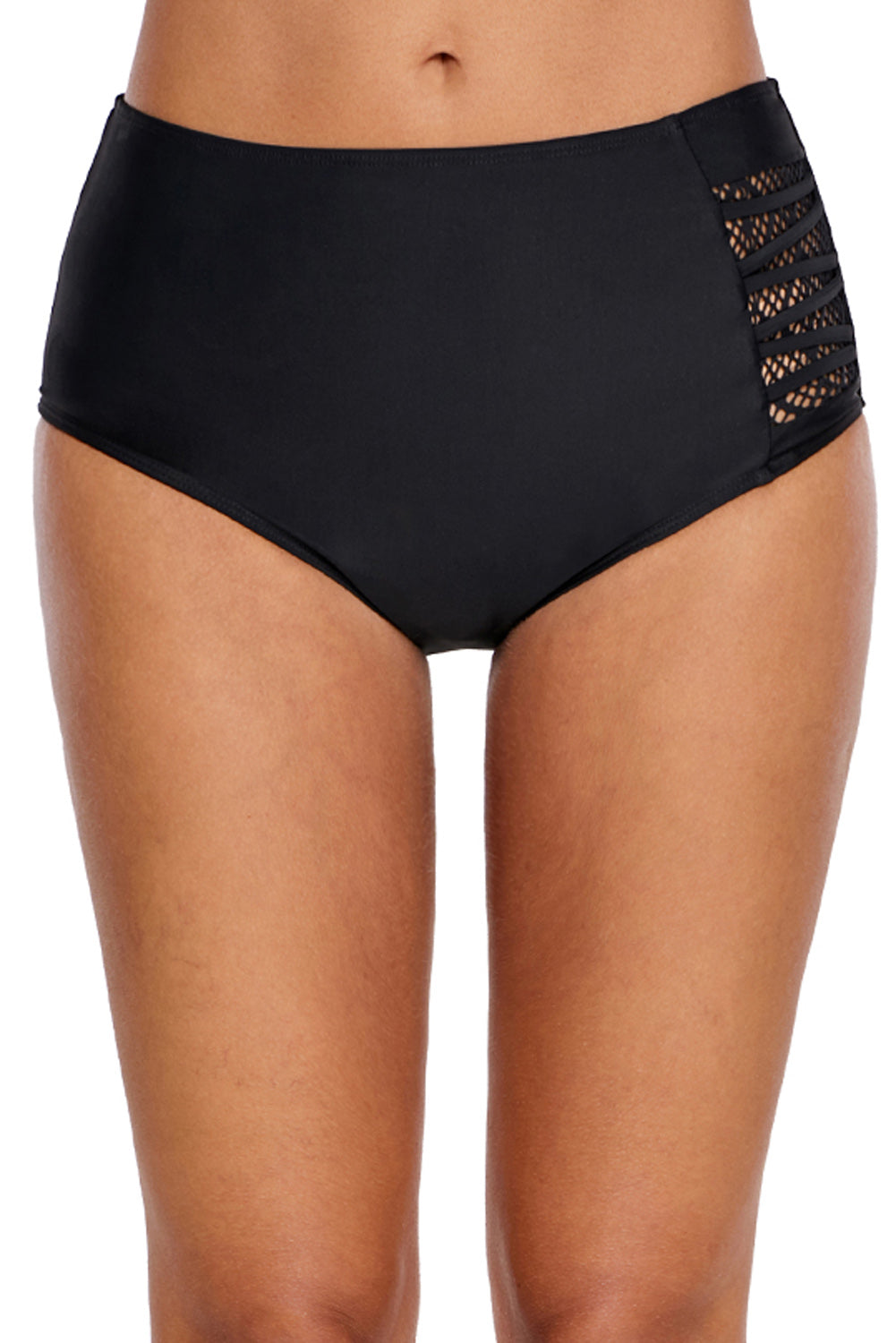 Strappy Lace Panel Aside Swim Bottom